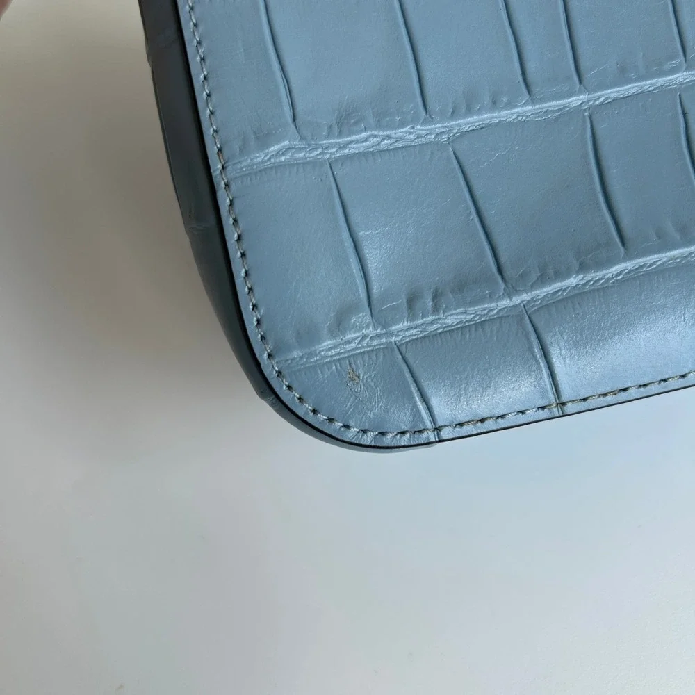 Coach Nolita 19 Cornflower Blue Crocodile-Embossed Leather Shoulder Bag CN382
